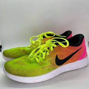 Pink and Yellow Nike Free Women’s Running Shoe